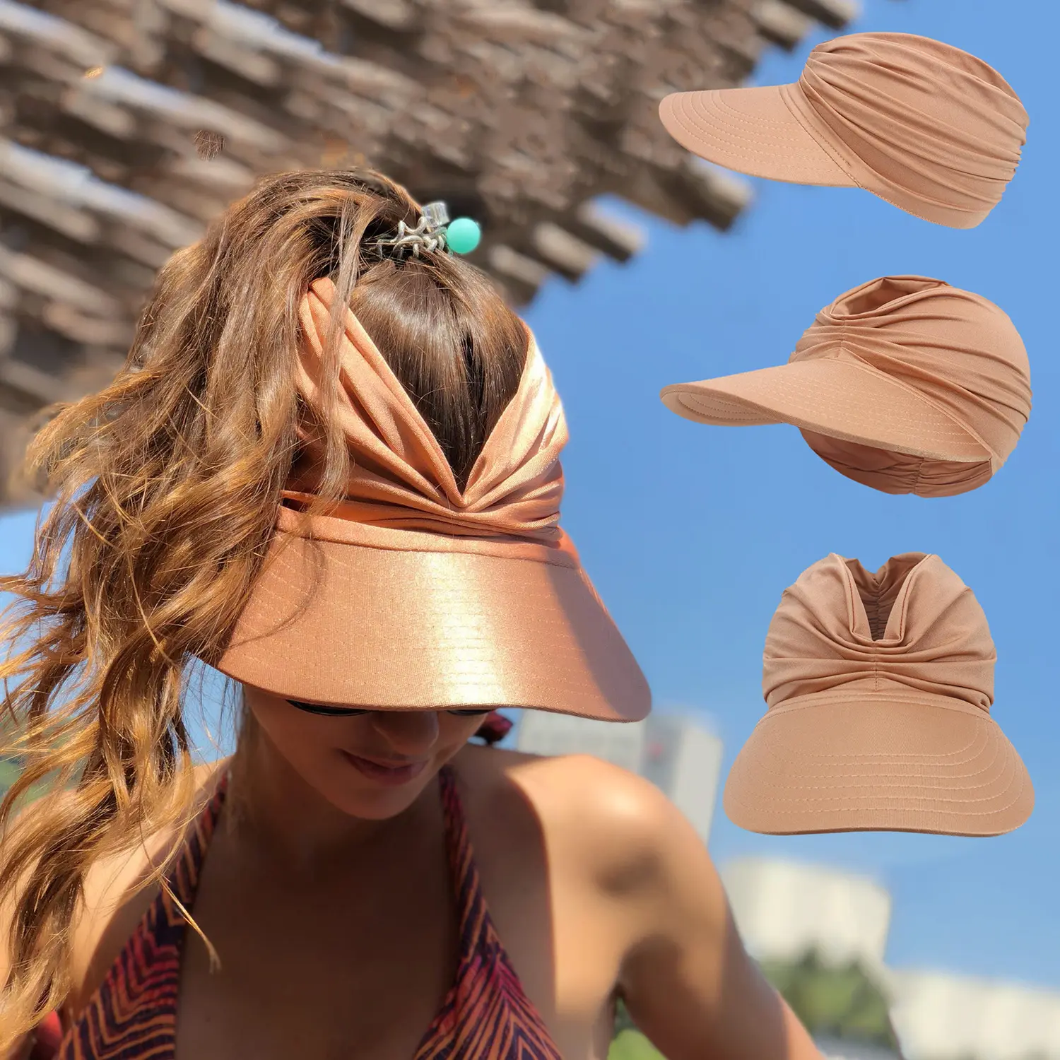 Sombrero con visera para correr al aire libre para niña y mujer, sombreros de playa con protección UV, sombreros de Sol de ala grande para mujer