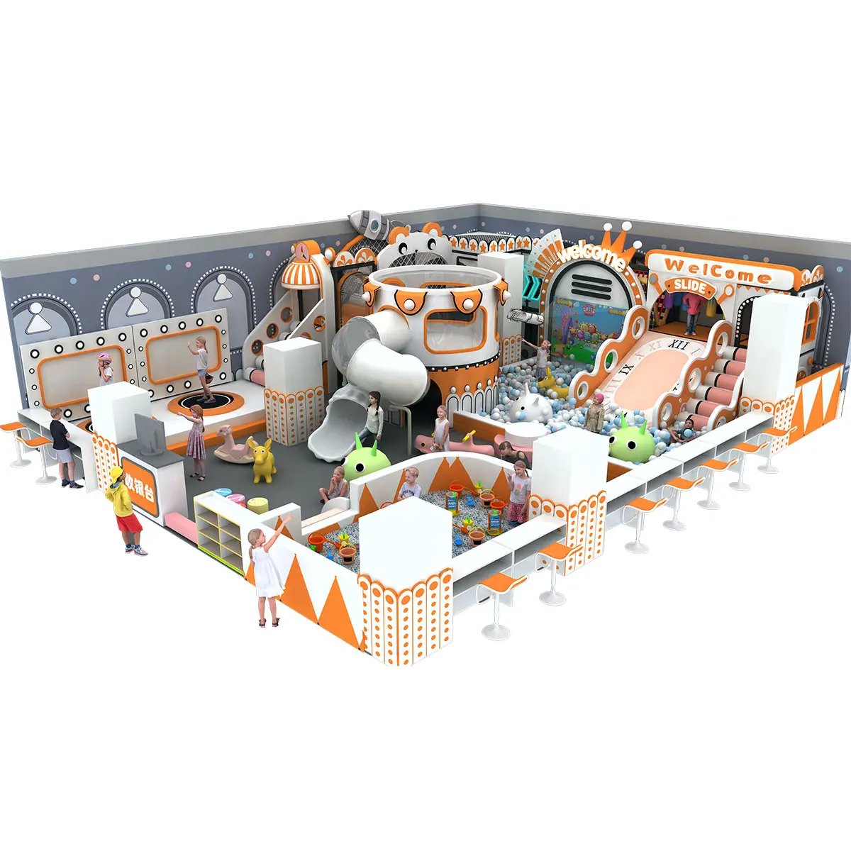 Design und Hersteller Lieferant verfügbar Kommerzielle Kinder Naughty Castle Soft Play Equipment Kinder Indoor-Spielplatz