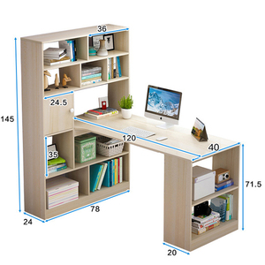 Muebles de oficina para el hogar, mesa de escritorio de estudio de estudiante de madera en forma de L, escritorios grandes para computadora de escritorio con estante de almacenamiento para libros - Product Image 6