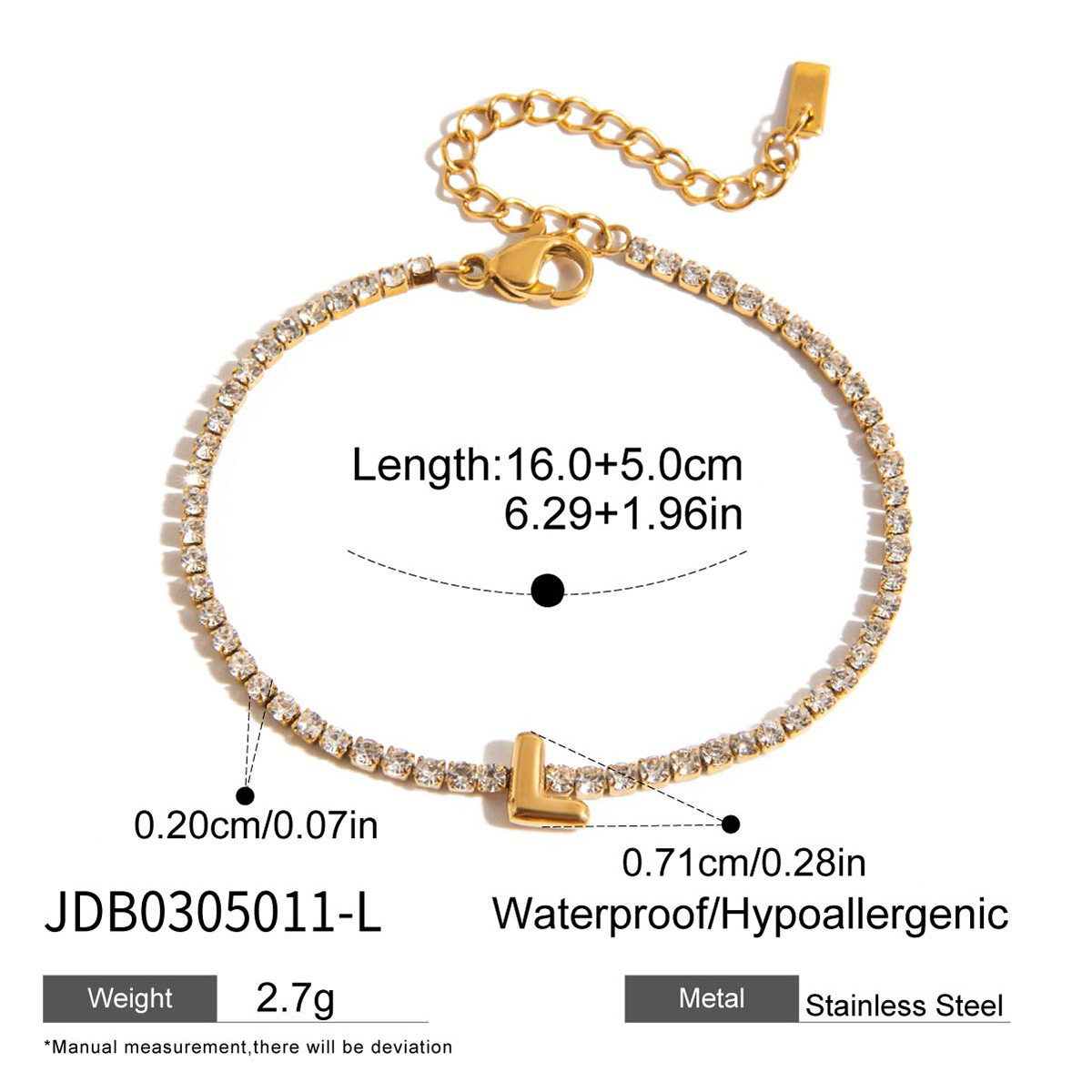 Bracelet Zircon Lettre-L