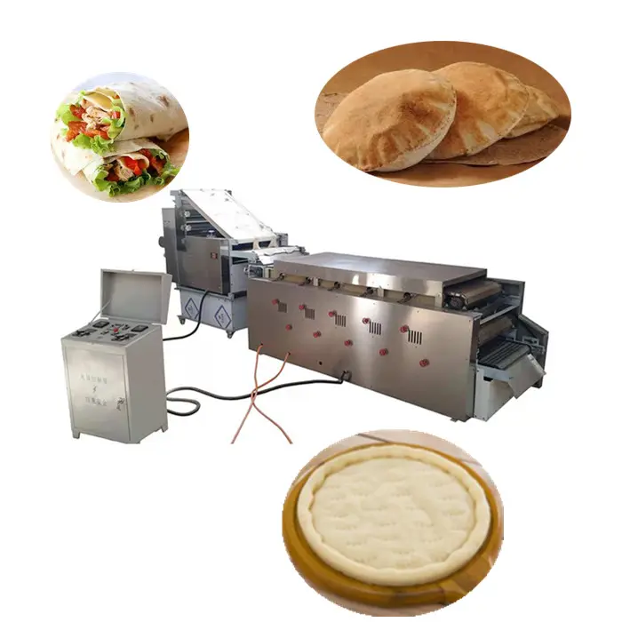 Máquina comercial de Roti Chapati fácil de limpiar, máquina para hacer pan samoon lavash Naan, línea automática de producción de pan patatha pita