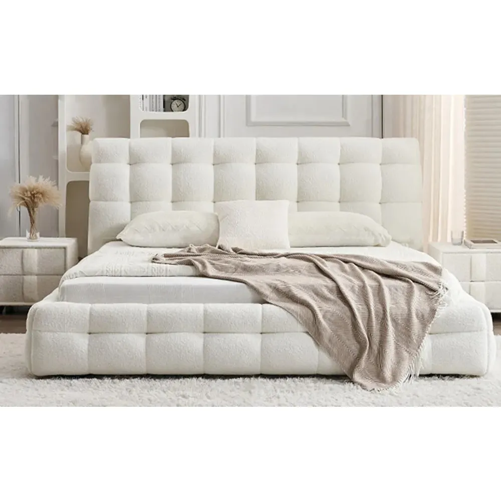 Tianhang Furniture Manufacture double bed frame white fleece bread hotel beds sleeping bed