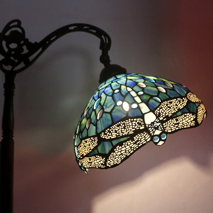 LongHuiJing Floor Lamp stained glass with dragonfly pattern lampshade restaurant tiffany lamps