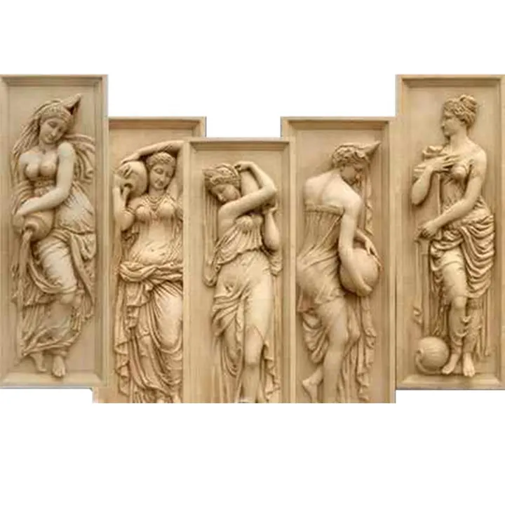 Statue in stile europeo all'aperto donne Sexy e nude sculture in rilievo pietra di marmo naturale 100% decorazione intagliata a mano