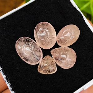 גבוה ביותר טבעי ורוד מורגנייט מגולף cabochon שטוח בחזרה גודל 5 מ "מ גודל התינוק ורוד צבע מורגנייט