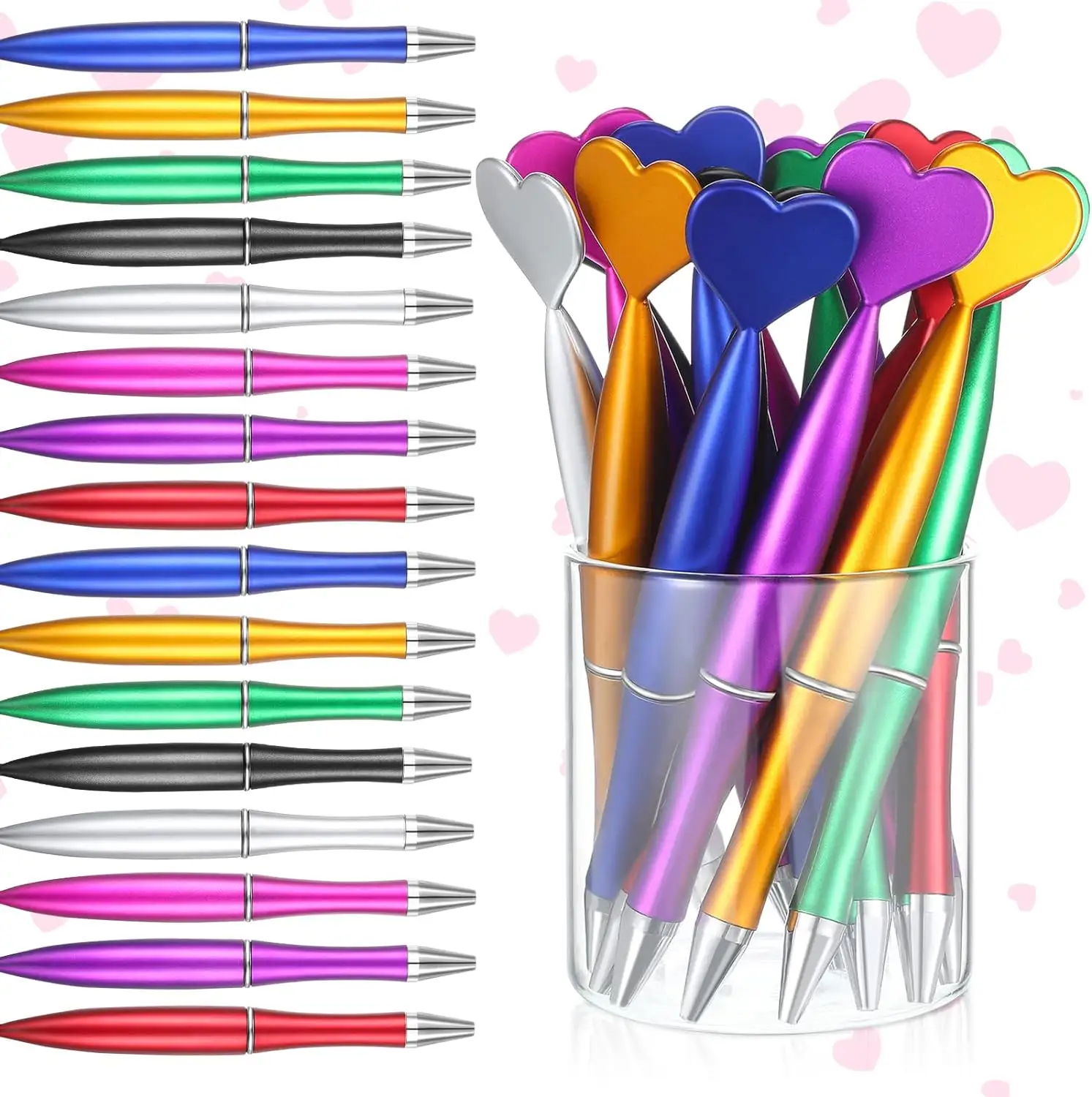 Custom High Quality Custom Heart Love Shape Plastic Ballpoint Pen Heart Design Pen for kids