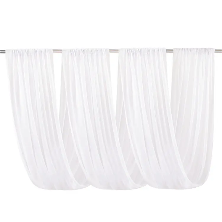 Branco Chiffon Teto Cortinas Cortinas Tecido Para O Casamento Hotel Backdrop Arch Decoração Evento Pendurado Teto Draping