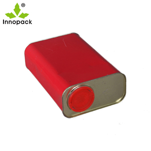 红色1升方形油漆锡罐螺旋盖密封矩形金属罐，带塑料喷口盖 - Product Image 5