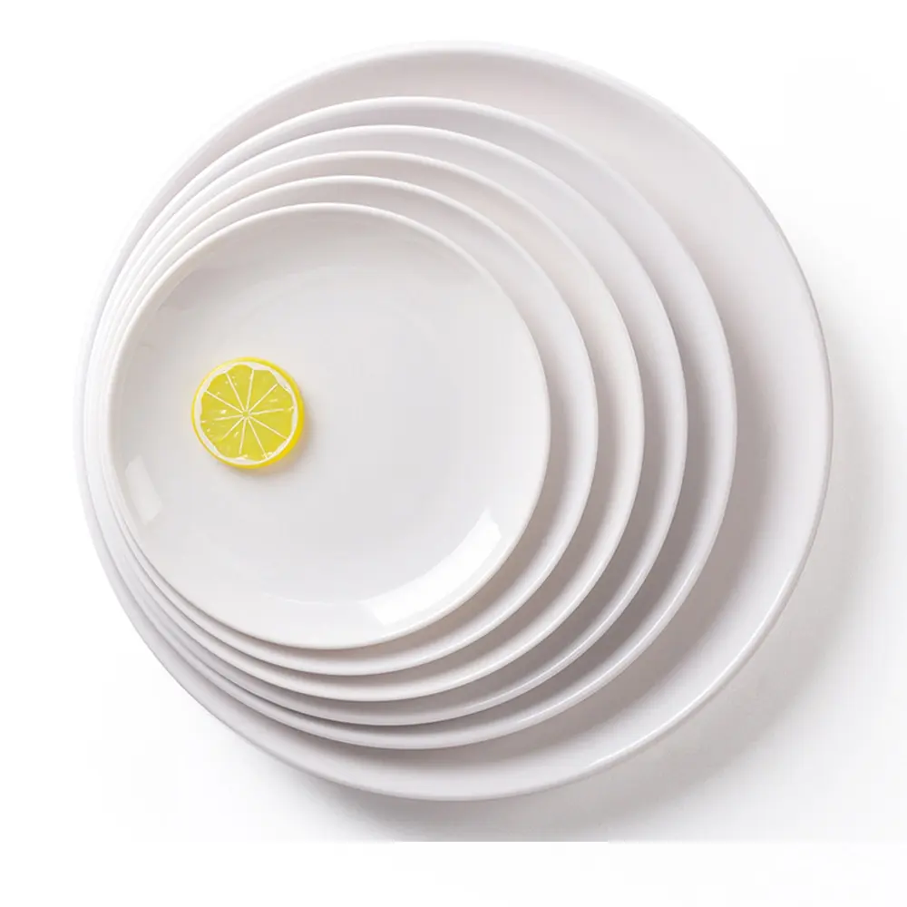 Plato de melamina, vajilla de porcelana de imitación, platos de cocina, platos de cena, disco blanco