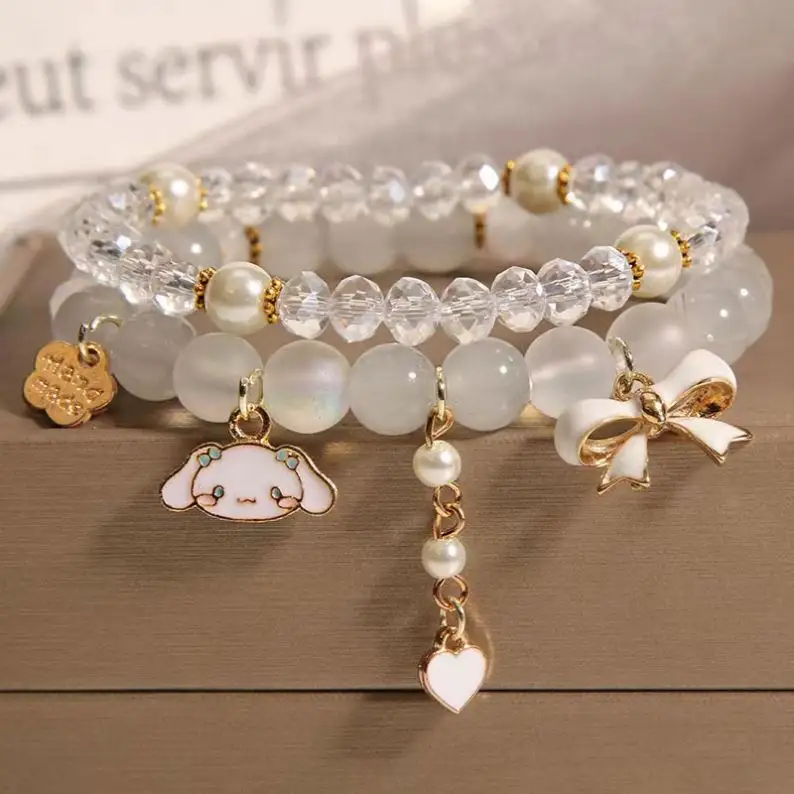 Berbagai macam peralatan kaca minimalis, Amethyst Anime Hello Kitty kupu-kupu bayi perempuan penyembuhan kristal manik perhiasan mode gelang