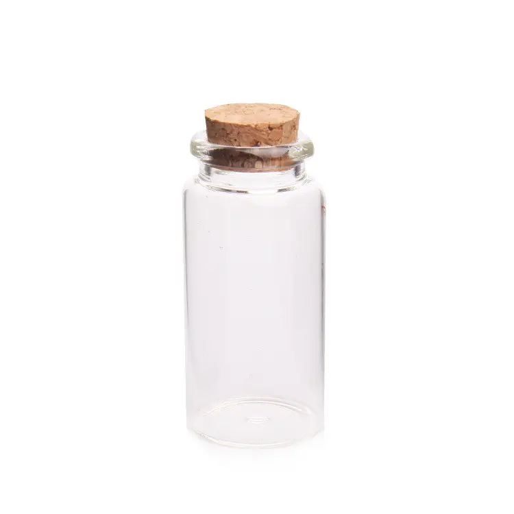 Mini botella de vidrio transparente de 1mL con tapón de corcho, contenedores de decoración de plástico para el cuerpo para adornos de dulces de los deseos