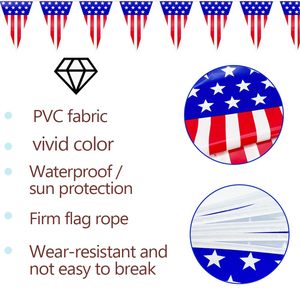 Banderín del 4 de julio de 33 pies Banderas Cadena colgante Rojo Blanco y azul Triángulo Bunting Party Decor Banners - Product Image 5