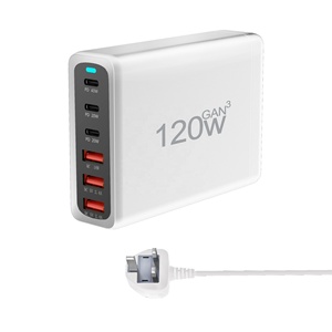 120w USB C fiş şarj PD USB duvar şarj adaptörü 6 limanlar QC3.0 hızlı şarj usb-c masaüstü Gan Laptop şarj cihazı MacBook için - Product Image 5