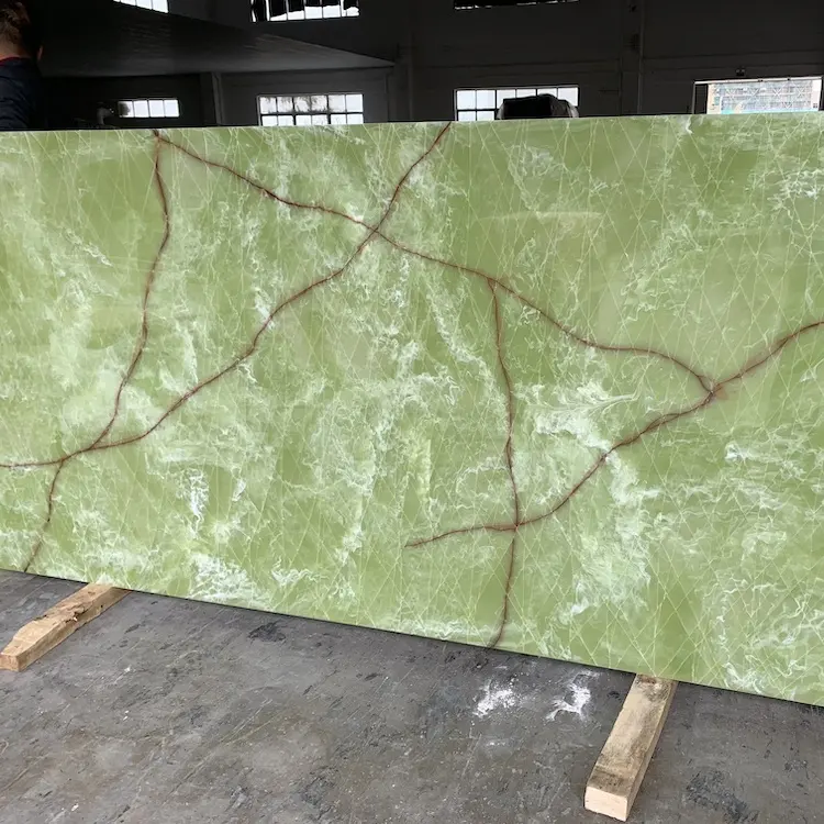 Pannello murale doccia onice verde foglio di alabastro traslucido pietra di marmo artificiale