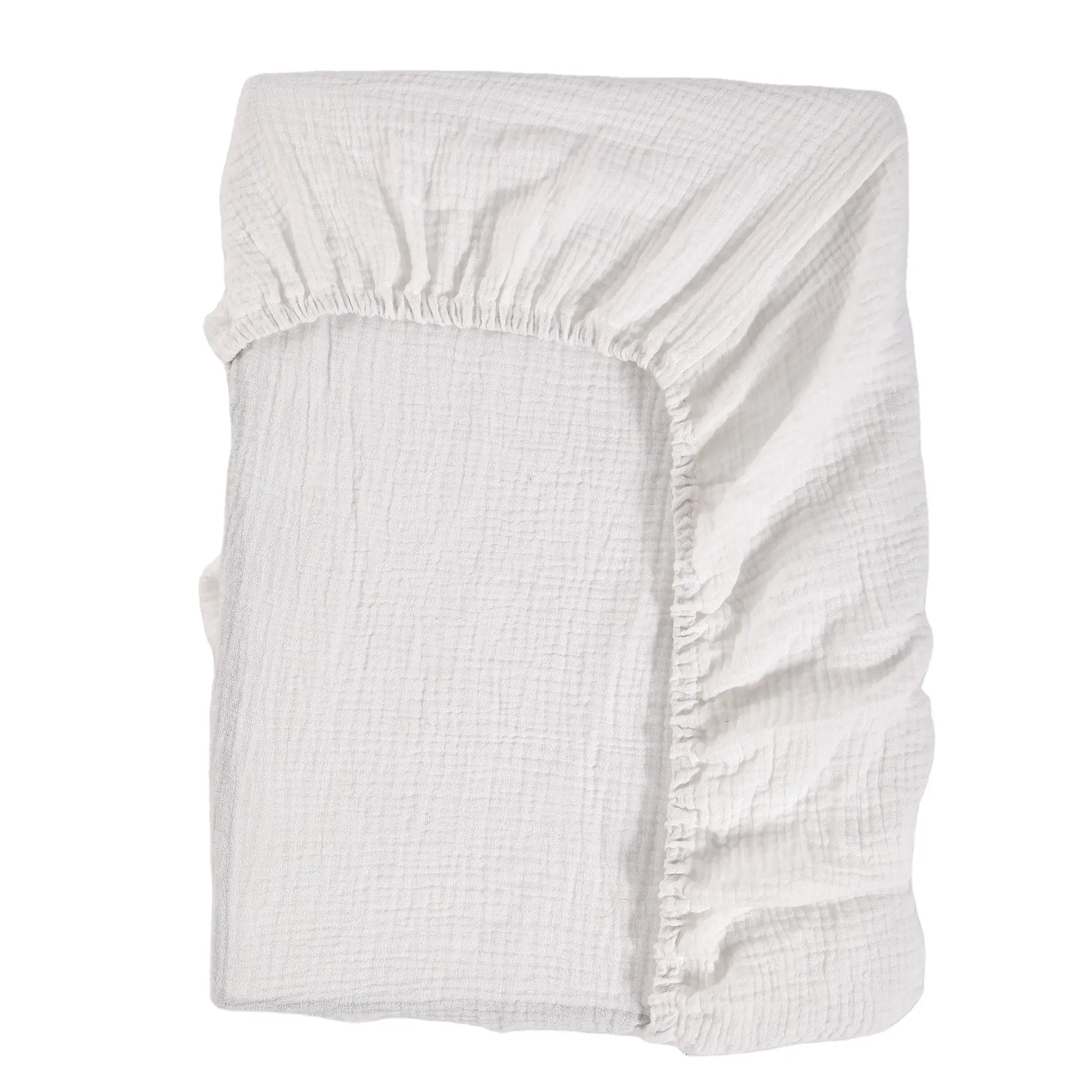 Venta al por mayor transpirable doble capa sólida sábana de cubierta de colchón de algodón para Recién Nacido sábana de cuna ajustada