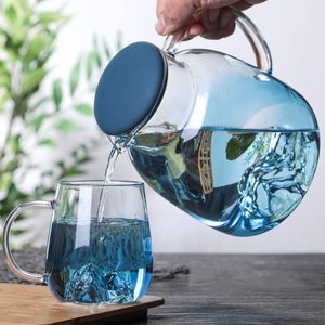 <strong>Blue</strong> Glass Mug with Handle,10OZ,borosilicate Glass <strong>Cup</strong>, Interior Design of Mountain Shape,suitable for Tea,water,juice,milk,Idea - Product Image 4