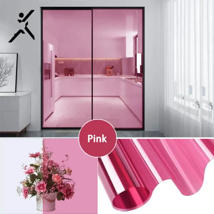 PET doppia prospettiva pellicola a colori rosa decorazione della costruzione pellicola oscurante per finestre PET HD pellicola protettiva in vetro per architettura