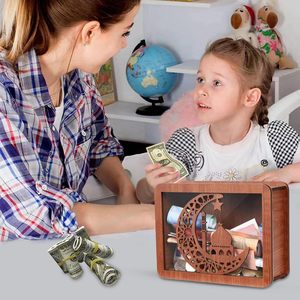 Retro kişiselleştirilmiş ahşap para kutusu nakit tasarrufu kumbara nakit tasarruf çocuklar için meydan kutusu sikke para kutusu ev için - Product Image 5