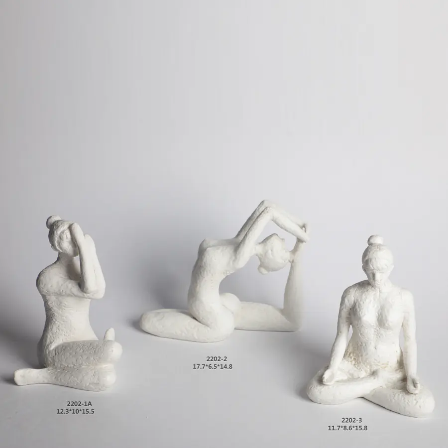 Simple Home Decor Miniatures Abstract White Ceramic Yoga Girls Yoga Figurines Yoga Statues
