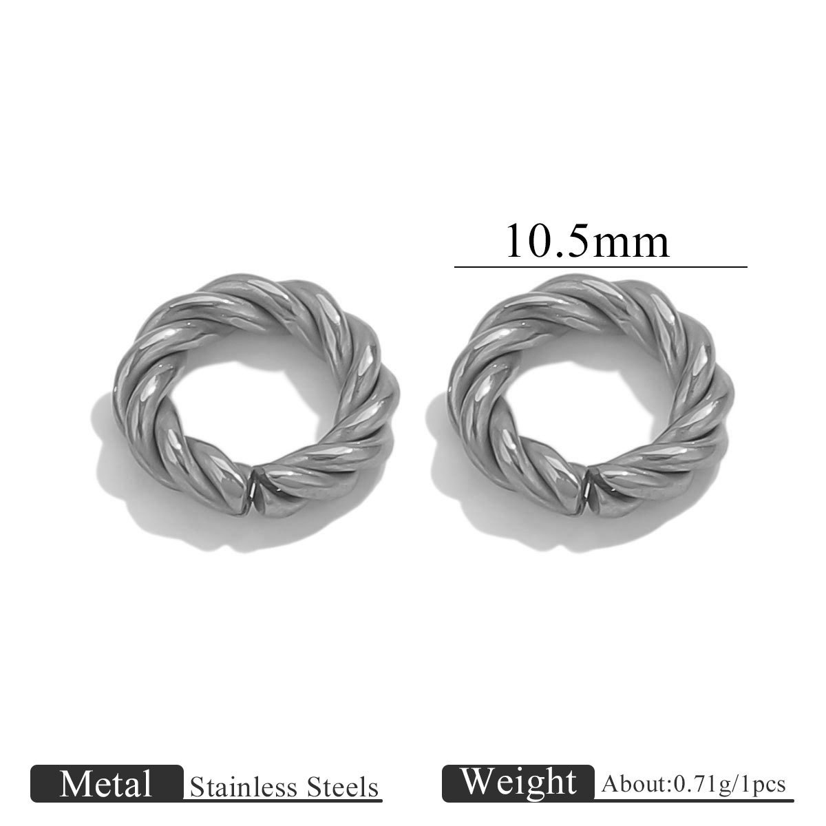 Steel silver color 2.5*11 twisted wire ring