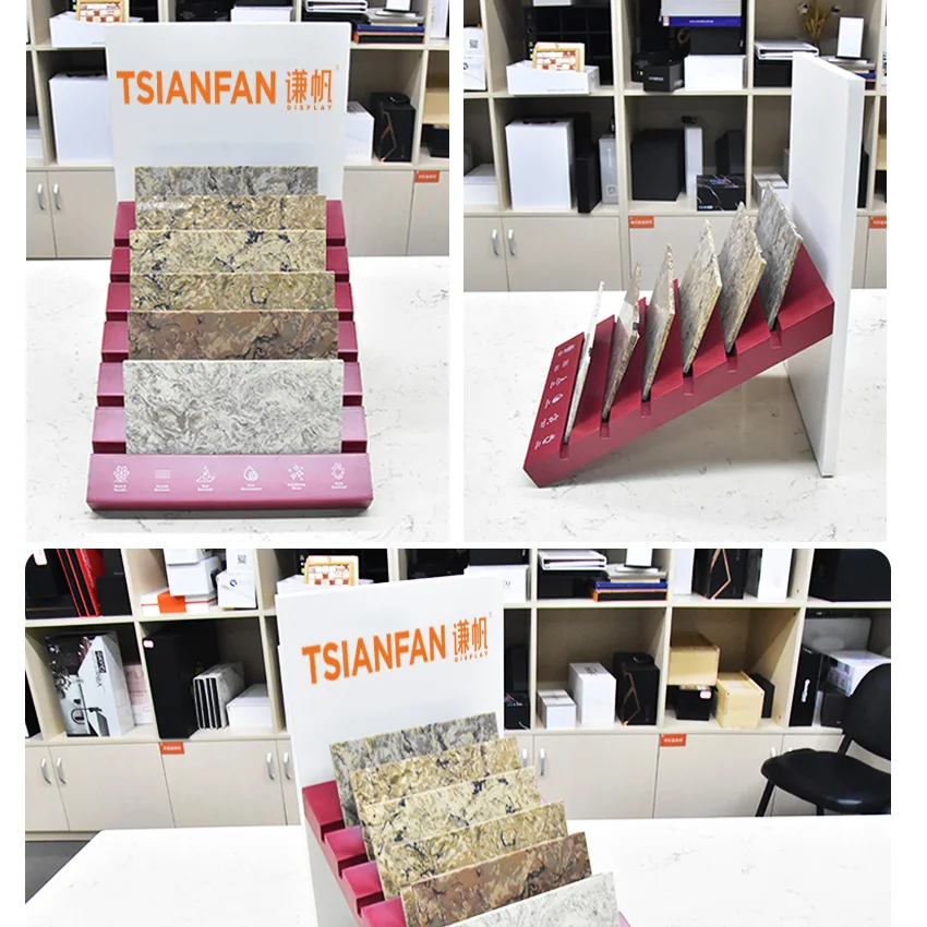 China Factory Showroom Quartz Table Display Rack Granite Mdf Countertop Stand Man-Made Stone Tile Tabletop Marble Displays Rack