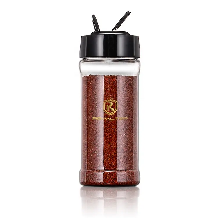 ROYALTOP Salt Pepper Chili Pet Clear Container Seasoning Jar Condiment Packaging Plastic Spice Bottle with Shaker Lids