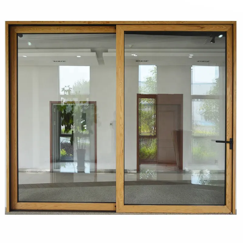 In alluminio a taglio termico con doppi vetri vetro temperato ascensore porta scorrevole per il salotto