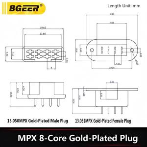 موصل MPX ثماني الأضلاع، ذكر/أنثى، موصل لوحة التحكم - نحاس مطلي بالذهب، أحمر، للسيارات المتوازنة/ألواح التزلج/نماذج الطائرات - Product Image 6