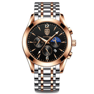POEDAGAR 829 Sport orologi al quarzo <span class=keywords><strong>in</strong></span> pelle per gli uomini d'affari <span class=keywords><strong>in</strong></span> acciaio inox impermeabile luminos orologio per gli uomini