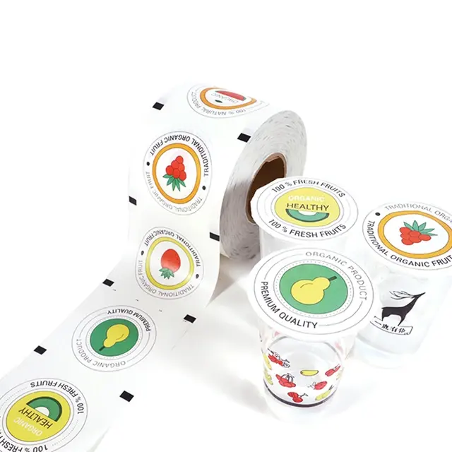 Rotolo di pellicole sigillanti per tazze di carta Kraft opaca resistente alle alte Temperature con sorgente stampata personalizzata per bevande al caffè con succo di tè al latte