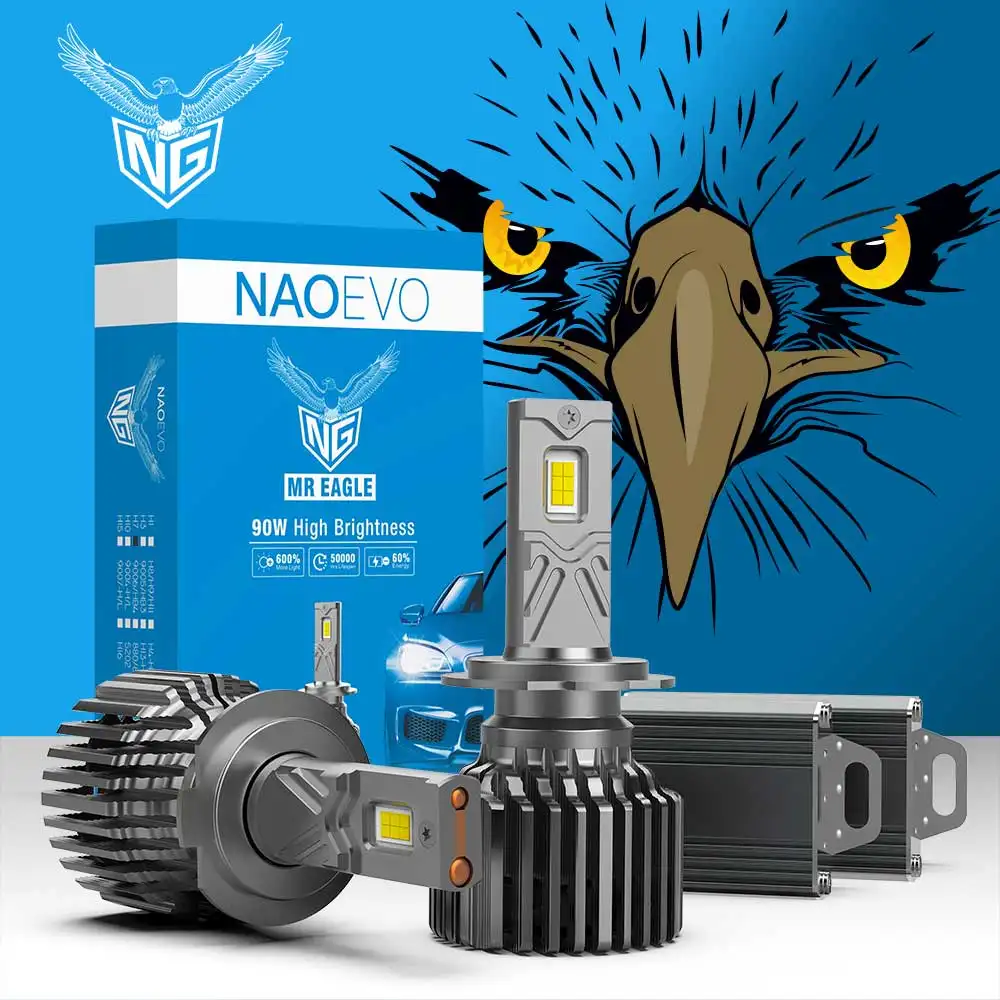 NAOEVO-Luz Led superbrillante Para coche, 180W, H4, H1, Luz H11, Focos 9005, Faro H7