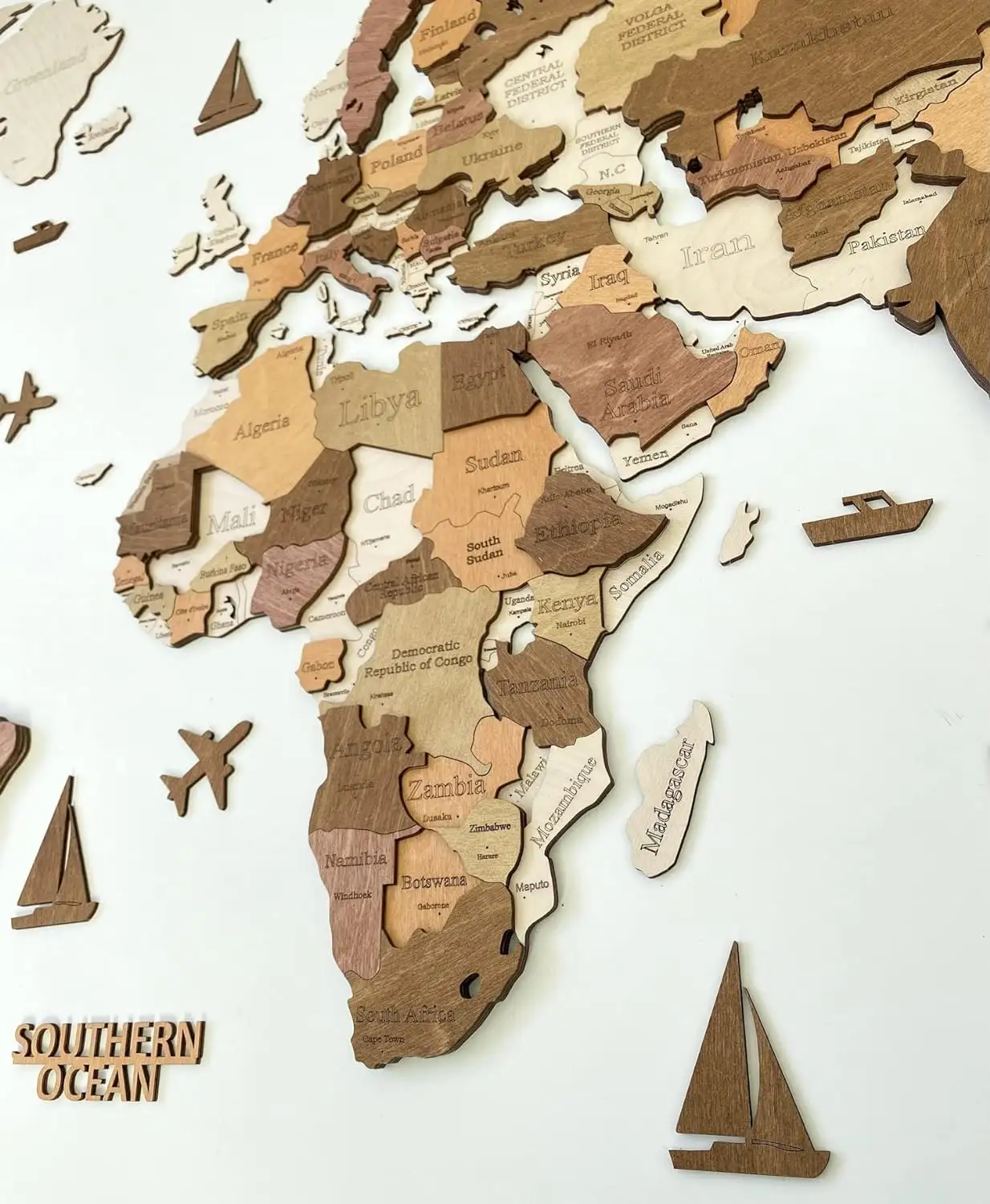 Multi strato 3d mappa del mondo in legno mappa di viaggio con lo stato e la capitale nuova decorazione della parete del viaggiatore s decorazione dell'ufficio regalo