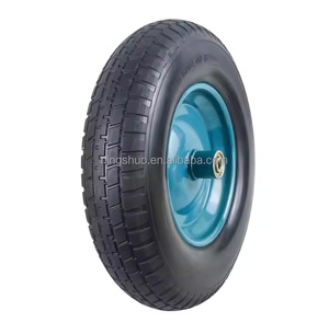 High Quality 16 Inch 4.80/<strong>4.00</strong>-8 With Metal Rim Jewel-like Flat Free Solid Rubber Puncture Proof <strong>Tire</strong> Pu Foam Wheelbarrow Wheel - Product Image 1