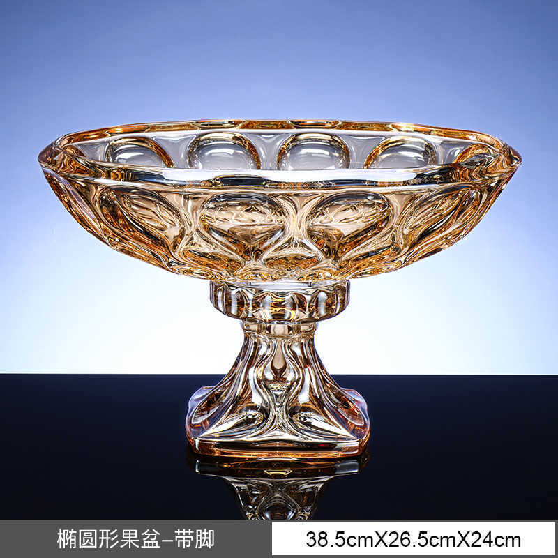 Ocean-themed oval amber fruit bowl with stems