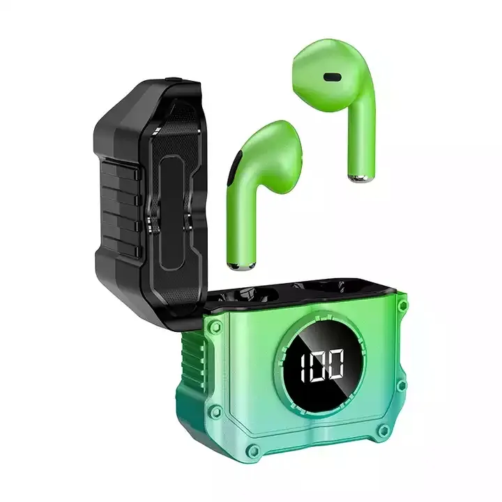 شاشة M2 TWS LED لون أخضر لاسلكية Tws BT 5.2 سماعات ألعاب أذن أذن ميخاوية بتدرج سماعات أذن سماعات رأس Hifi