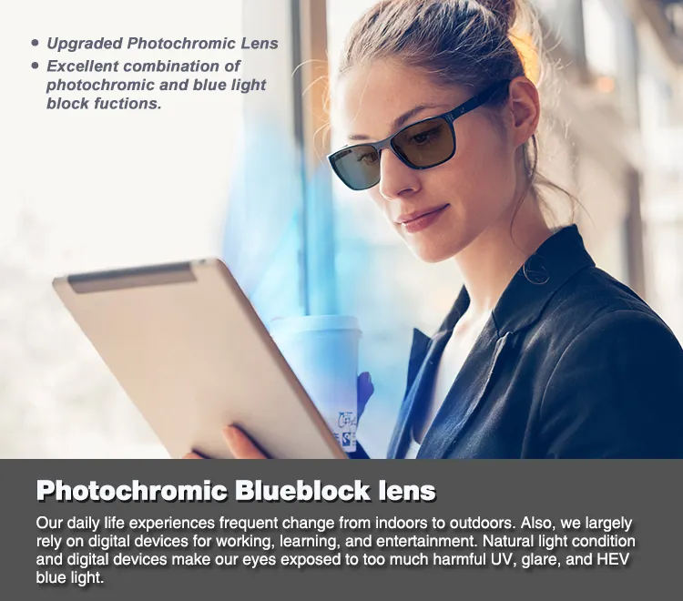 투명 베이스 안티 블루 라이트 광색 광학 렌즈 제조