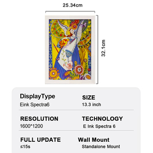 Eink Epaper Ep32 C3 технология E Ink высокого разрешения цифровой дисплей 13,3 дюймов Epaper дисплей Цифровая фоторамка поддерживает Wi-Fi - Product Image 2