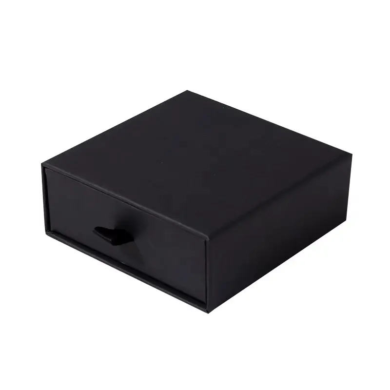 Custom Small Black Paper Cardboard Ring Drawer Packaging Jewelry Box And Foam With Logo Printed