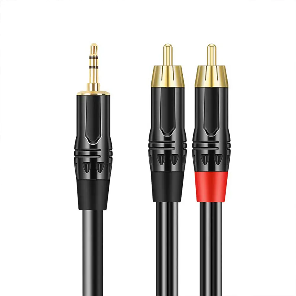 3.5mm Cabo De Áudio Black Jack Conector Binaural para 2RCA Adaptador Estéreo Masculino 3.5mm Aux Rca Cabo Adaptador De Áudio Sem Fio Para Tv