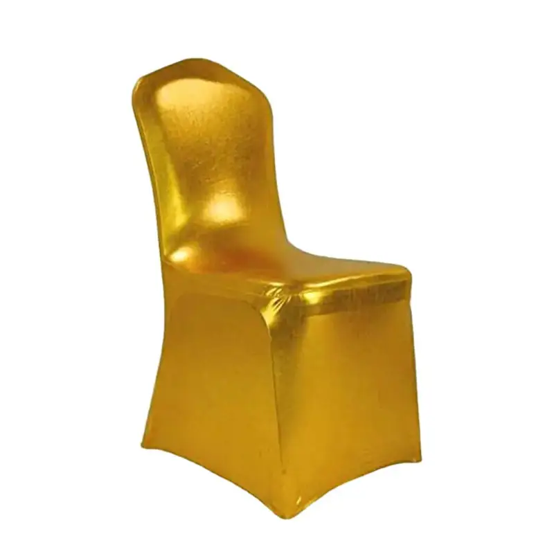 Copertura della sedia di lusso impermeabile oro lucido metallizzato Spandex per la decorazione della festa del banchetto di nozze