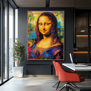 手描きのアクリルカラフルな女性用抽象的なモナリザ絵画テクスチャ肖像画ウォールアート室内装飾