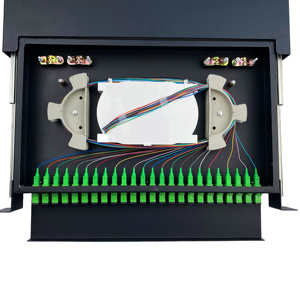 Marco de distribución óptica de 12/24/48/96 puertos ODF19 pulgadas montaje en rack deslizante 1u 2u Panel de conexión de fibra óptica con adaptadores Sc Simplex - Product Image 3