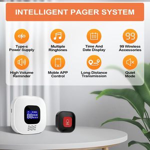 Sistema de llamada inteligente inalámbrico para personas mayores, buscapersonas cuidador de ancianos con botones de pánico y receptor, sistema de alerta de vida, host de llamada SOS - Product Image 6