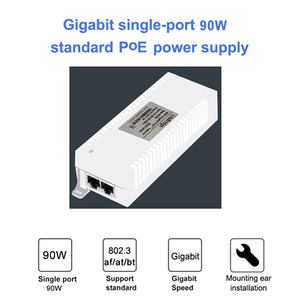 Support IEEE802.3BT Standard Power Supply Protocol 2 Ports Gigabit RJ45, 1GE PoE <strong>Output</strong> + 1GE <strong>Data</strong> <strong>Input</strong> 90W PoE Injector AC 48V - Product Image 6