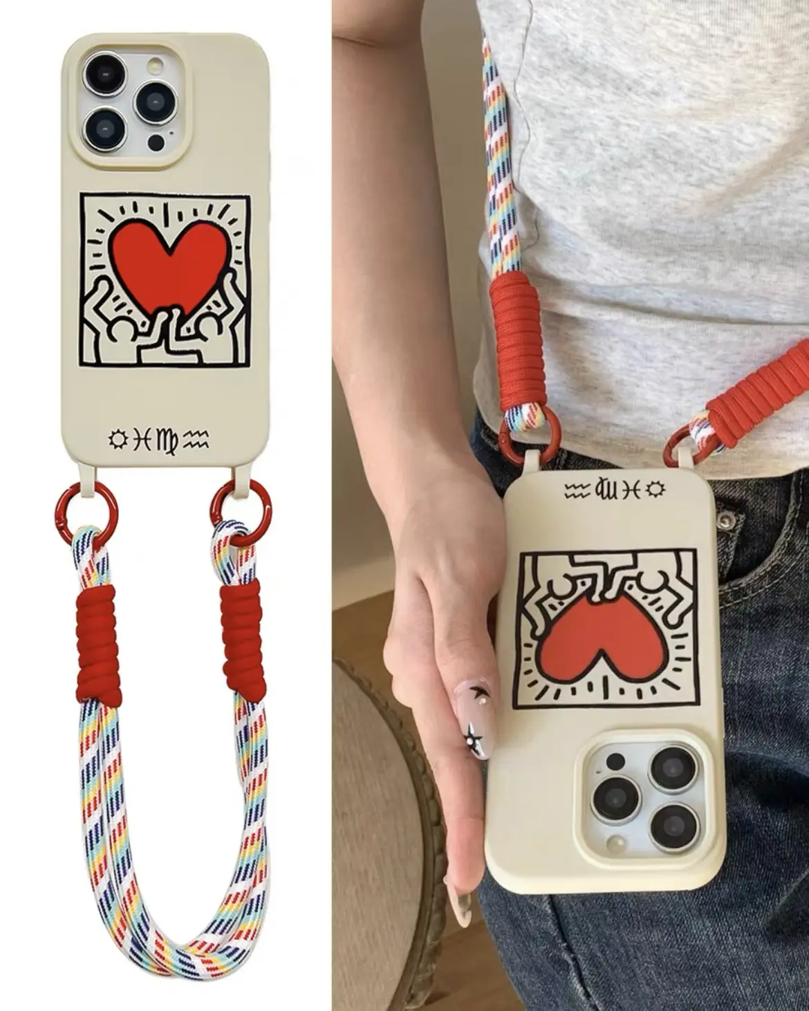 Nuevas ideas de productos, regalo del Día de San Valentín 2024, collar cruzado, cordón, funda de silicona para teléfono, funda suave Pro Max para teléfono