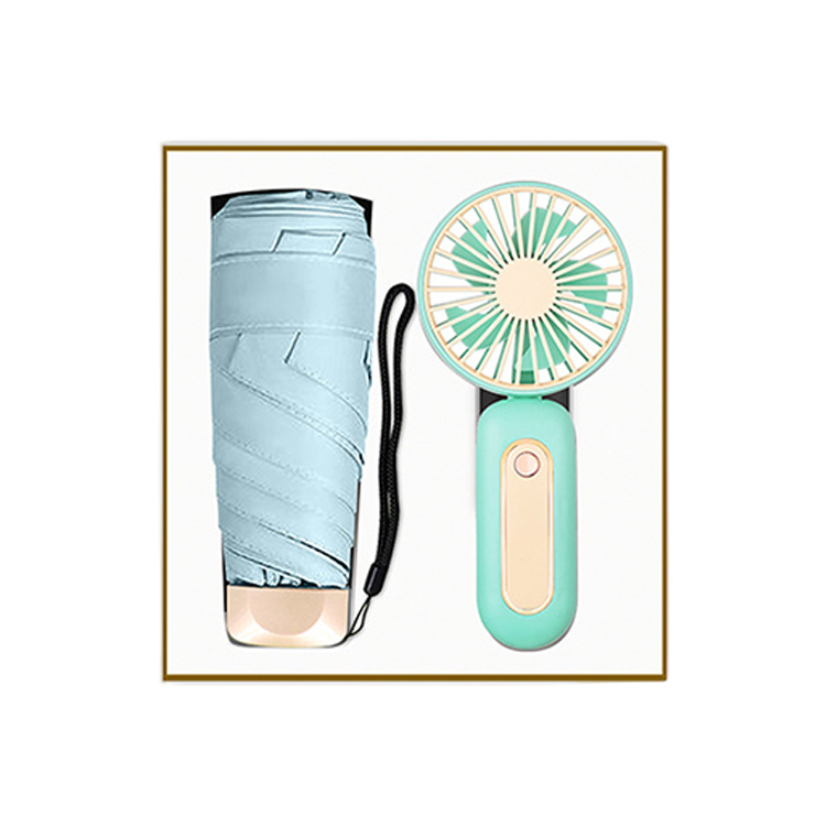 Bleu (Mini Parapluie + Ventilateur)