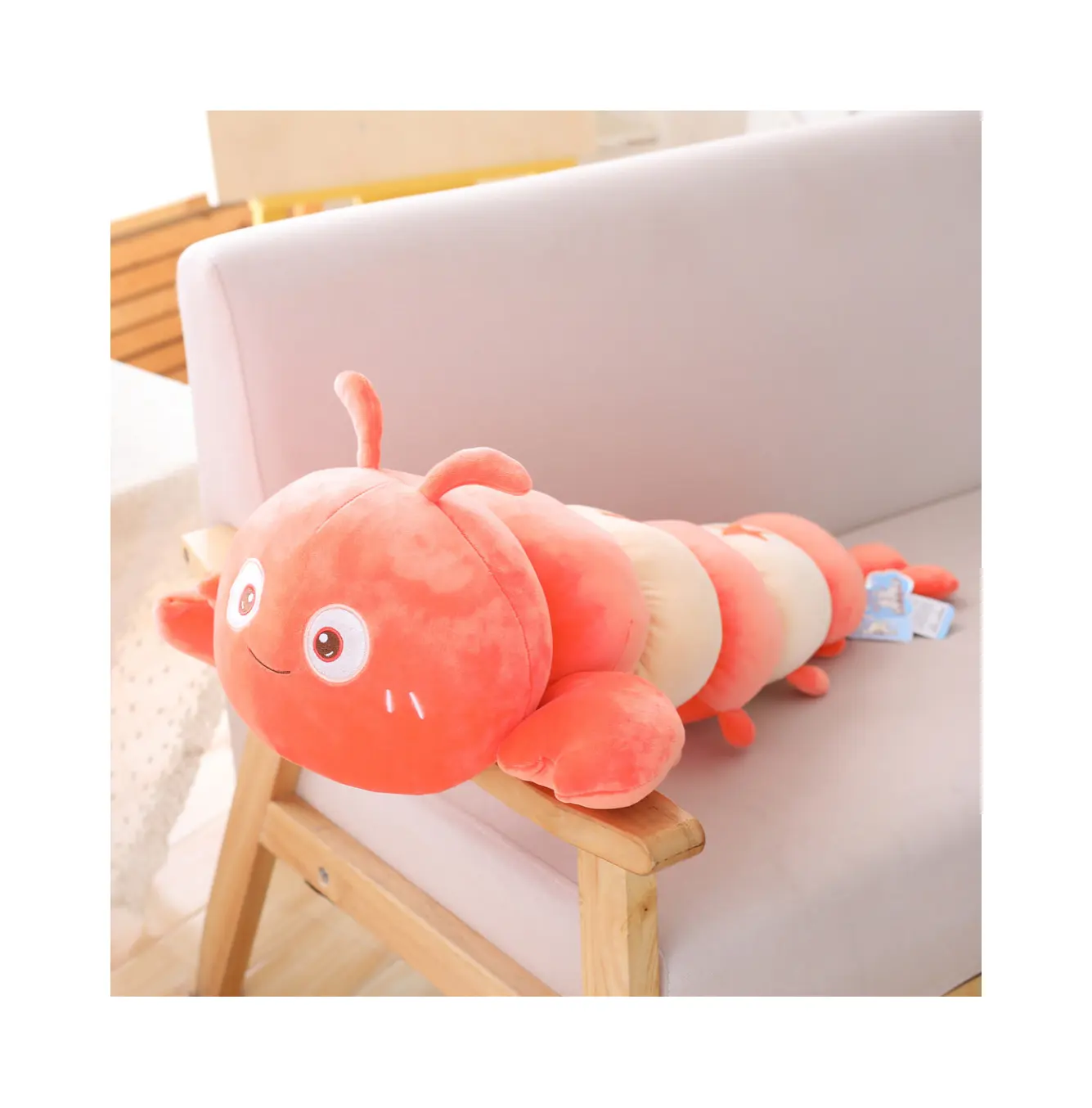 Wholesale OEM ODM Factory Custom 75cm 80cm Long Caterpillar Soft Toy Cute Kawaii Caterpillar Neck Pillow Plushie