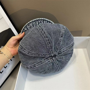 Rửa Sạch Cũ Denim Ngắn Hình Bát Giác Hat Cho Phụ Nữ Mùa Xuân Và Mùa Thu Mặt Trời Bảo Vệ <span class=keywords><strong>Net</strong></span> Người Nổi Tiếng Đám Mây Hat Thời Trang Hat - Product Image 4