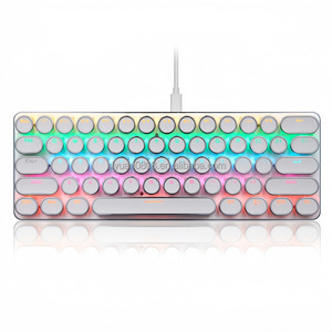 Punk Retro portátil 61 teclas Punk Keycap Teclado mecánico RGB Teclado de juego retroiluminado con función de bloqueo Win para jugadores - Product Image 2