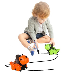Fai da te sensore Robot seguace di linea con suono di luce Rc giocattolo induttivo elettrico linea-seguace dinosauro Robot giocattolo per bambini
